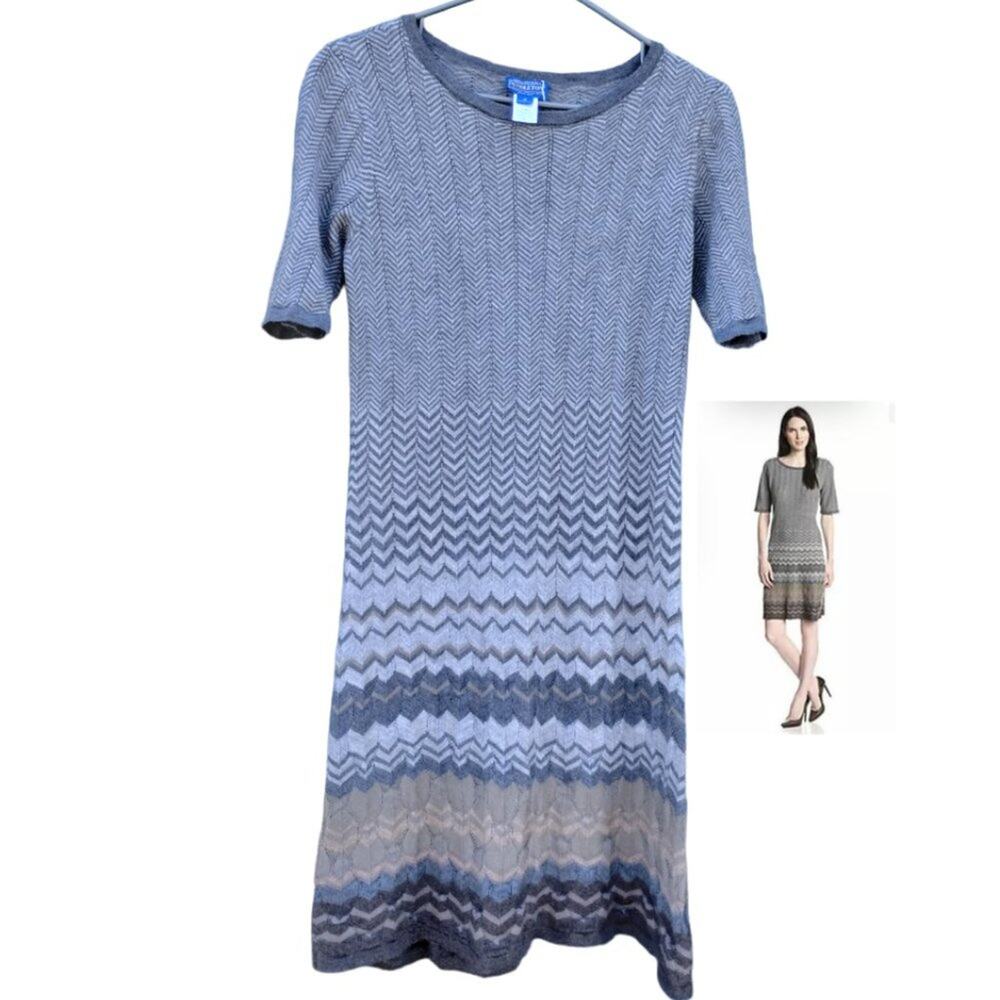 Pendleton Mission Stripe 100% Merino Wool Short Sleeves Knit Sweater Dress M